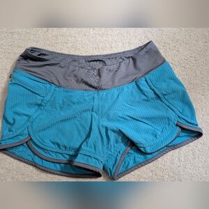 Hylete Women's Athletic Shorts in Teal and Gray